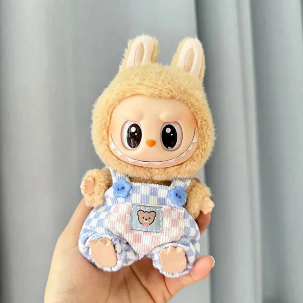 Labubu Clothes - Handmade Summerr Dungarees Checked Bear Outfit with Accessories